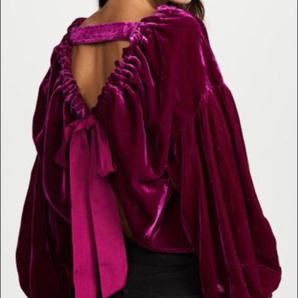 NWT FP Gimme Some Lovin’ Velvet Ribbon Tie Blouse